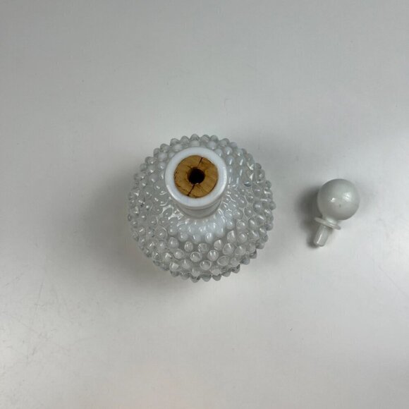 Vtg Fenton hobnail opalescent glass candy trinket dish, vase, parfum bottle set - Picture 8 of 16